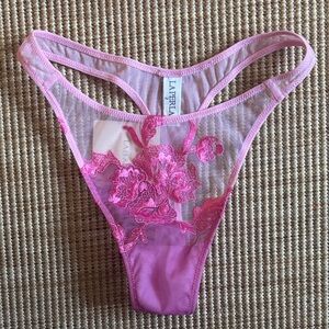 NWT La Perla Pink Floral Lace Panty S